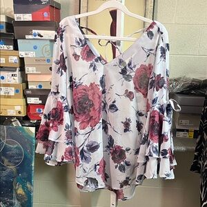 Floral Bell Sleeve Women's Top